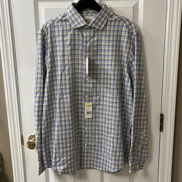 Ben Sherman Other - Ben Sherman Tailored Slim Fit Collar Button Up Blue and Yellow Plaid Size 16.5